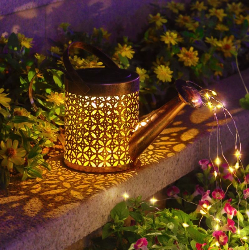 LED Watering Can String Light Solar Outdoor Garden Art Lamp