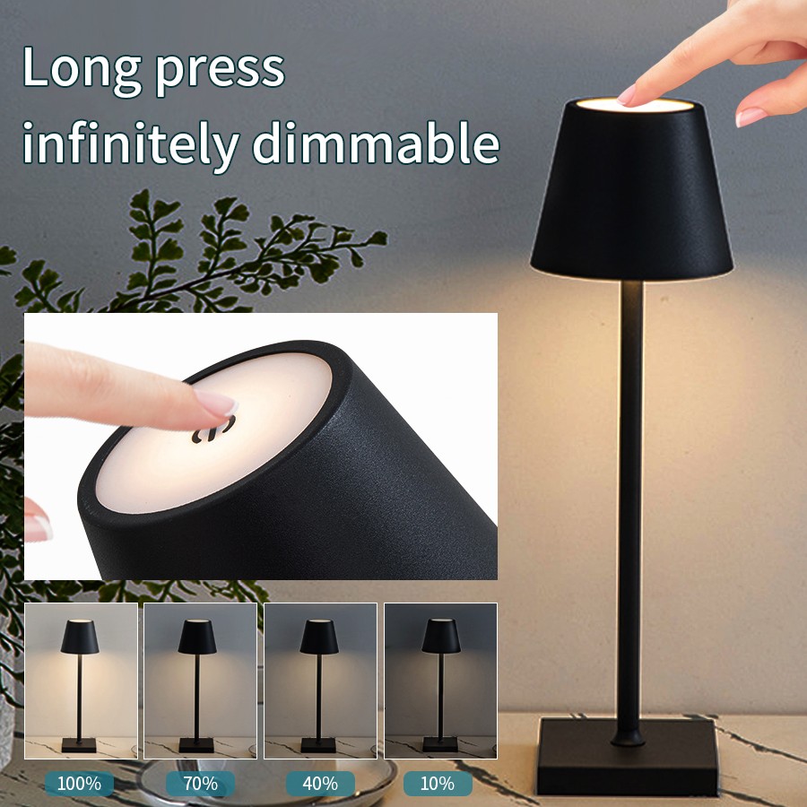 LED Desk Lamp - USB Rechargeable Table Lamp, Wireless Touch Lamp, Waterproof LED Light for Bar, Restaurant, Hotel, Bedroom Ambiance