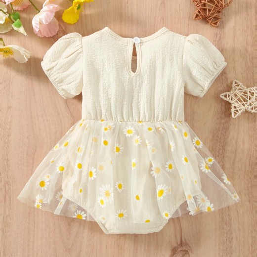 New Mesh Skirt Puff Sleeve Bottom-covering Rompers