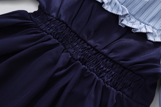 Fake Two-piece Korean Striped Contrast Color Long Sleeve Skirt