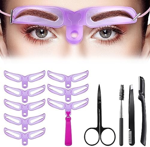 8pcs Eyebrow Stencils, Eyebrow Shaping Kit, Eyebrow Template, 8 Styles Reusable Eyebrow Stencil With Handle