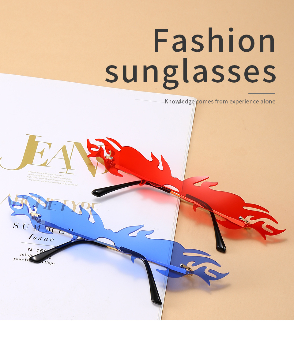 Flame One-piece Sunglasses Men And Women Catwalk Decorative Sunglasses