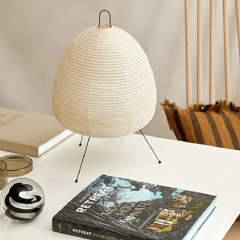 Japanese Rice Paper Lantern LED Table Lamp - Tripod Floor Lamp for Living Room, Bedroom, Bedside, Study, Hotel, Homestay Art Creative Decor