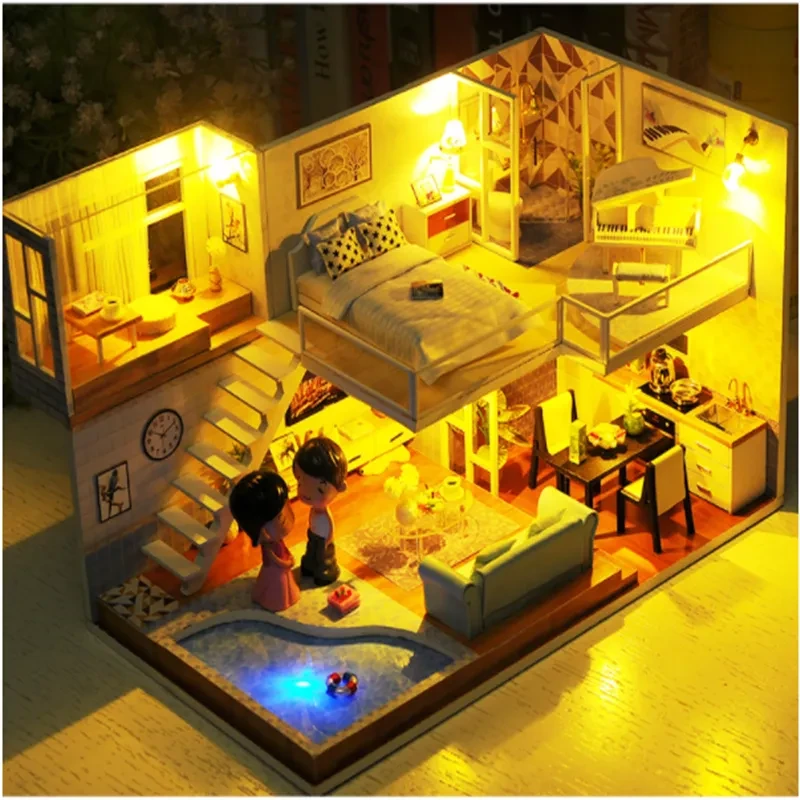 3d Puzzle Wooden House Handmade Model Cottage