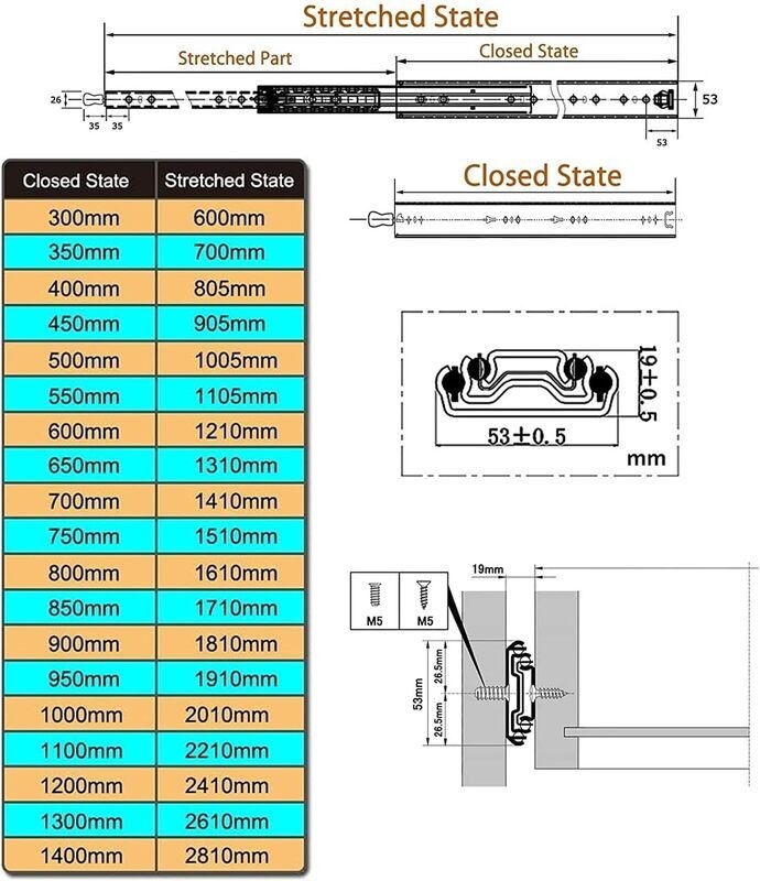 800mm Drawer Slides Runner