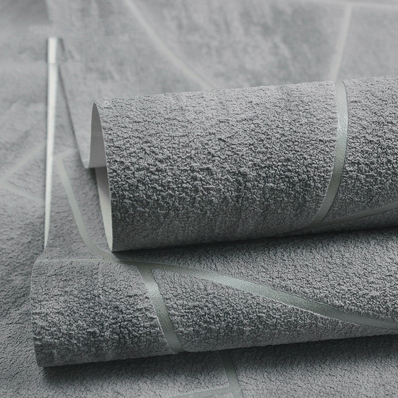 Gray Deerskin Velvet 3D Solid Geometric Wallpaper