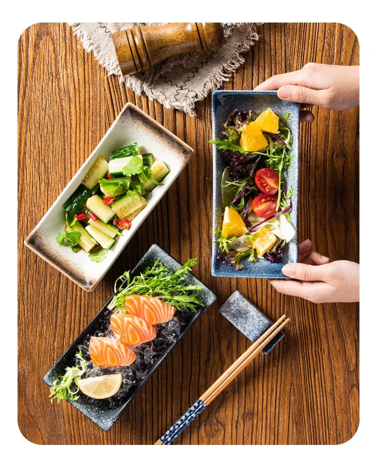 Ceramic Tableware Household Plate Creative Rectangle Dish