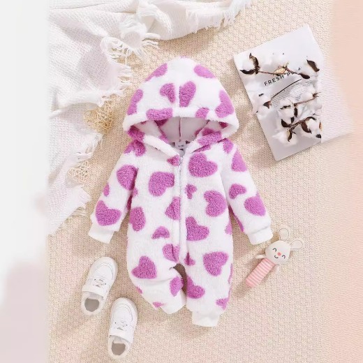 Toddler And Baby Long Sleeve Long Leg Jumpsuit Cute Hooded Outer Wear Romper