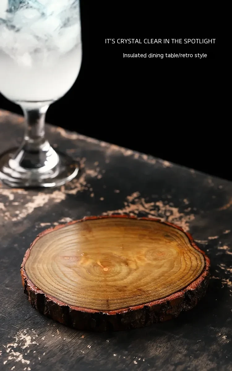 Circular Natural Wooden Pile Thermal Insulation Dining Table Anti-skid Mat