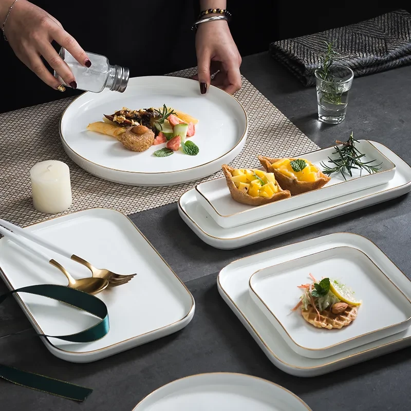 Nordic Gilt Edged Ceramic Western Dish