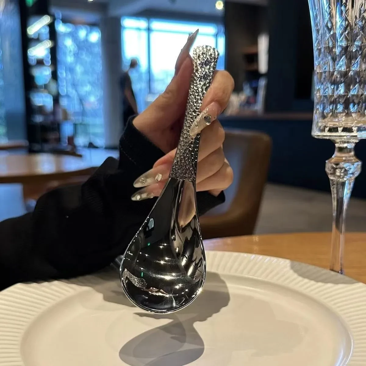 Retro Hammered Stainless Steel Spoon Creative Tableware