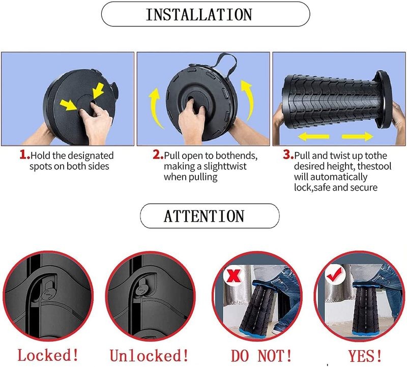 Telescoping Stool Folding Chair Camping Seat Outdoor Fishing