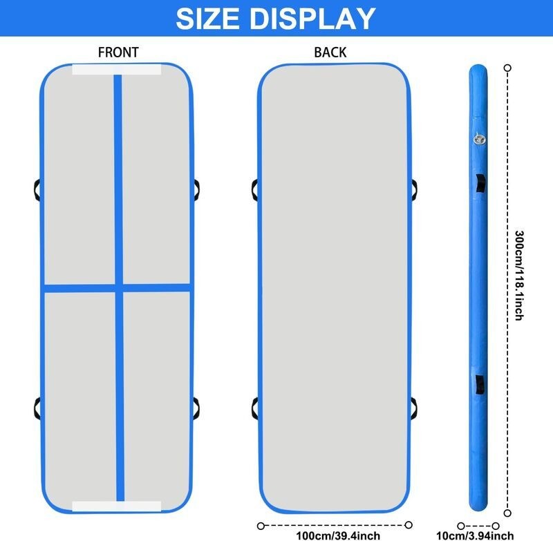 Gymnastics Mat Inflatable Air Track Tumbling Mats Blue