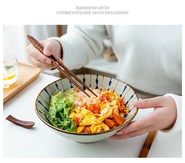 Tableware Ceramic Noodle Bowl Large Bamboo Hat Salad Bowl