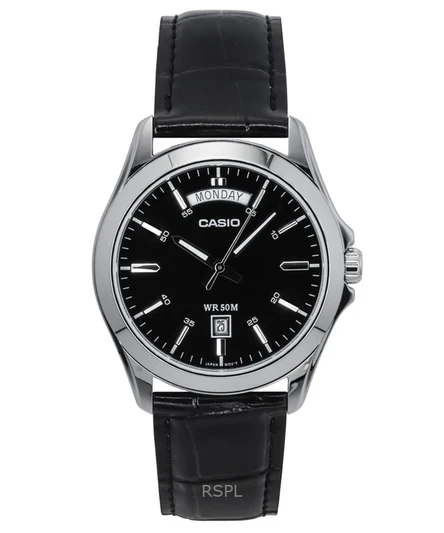 Casio Analog Black Dial MTP-1370L-1AVDF MTP-1370L-1AV Mens Watch