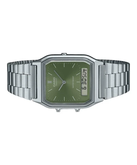 Casio Vintage Analog Digital Green Dial Dual Time Quartz AQ-230A-3AMQY Unisex Watch