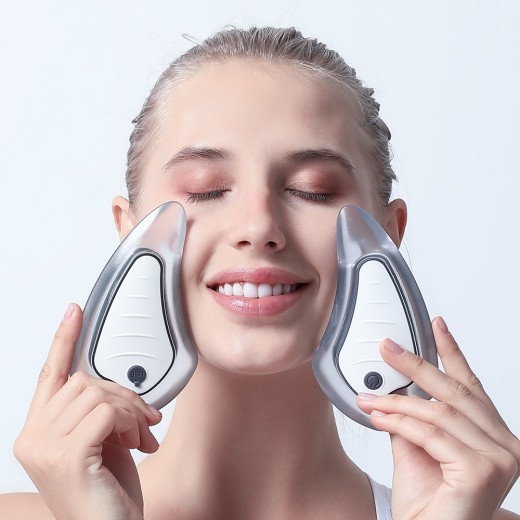 Heated Vibrating Facial Massager Electric Gua Sha Board Red Blue Light Therapy Scraping Plate Color Beauty Face Lifting Slimming