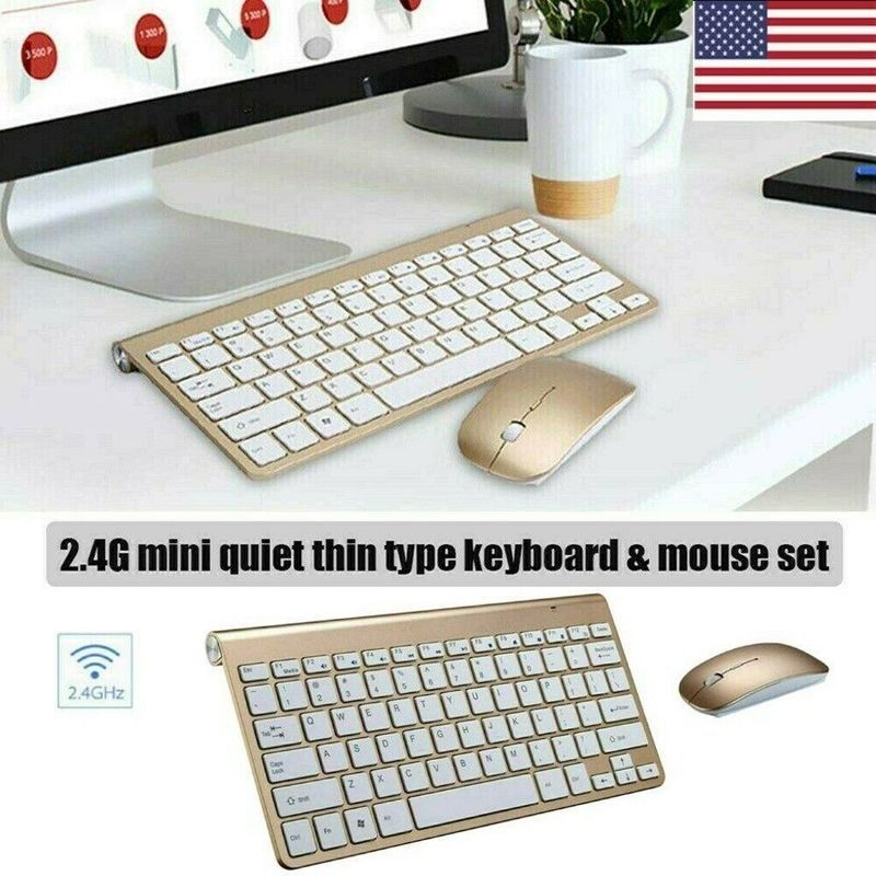 Keyboard Mouse Wireless Combo Gold