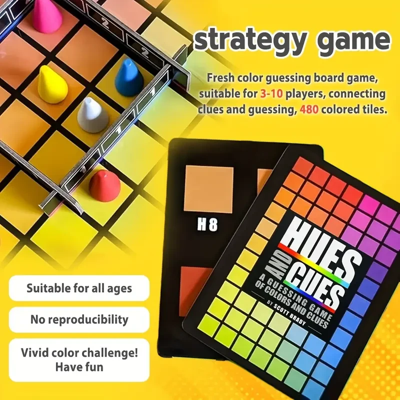 Vibrant Colorful Board Game for 3-10 Players  Connect 480 Squares with Clues & Guesses