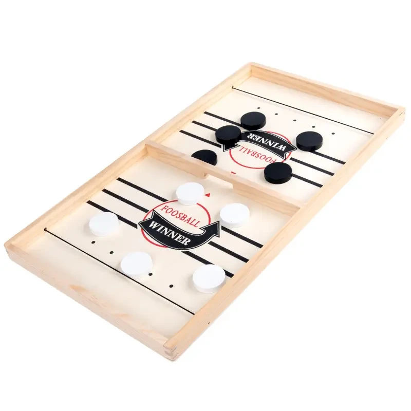 Wooden Bouncing Chess Game - Interactive Tabletop Hockey