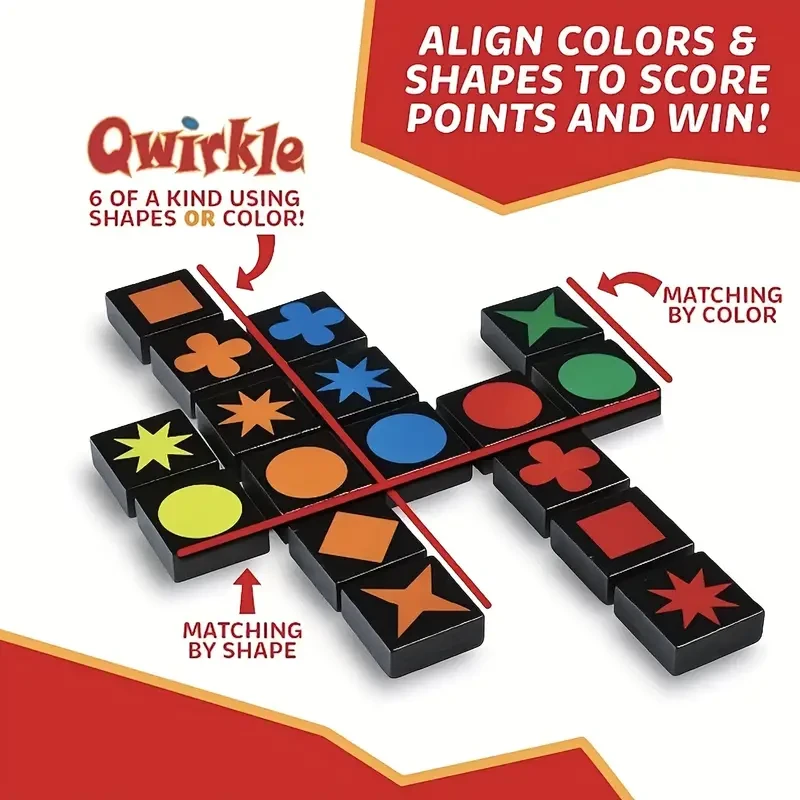 Quirkle Board Game for 2-4 Players Strategic Family Fun with 36 Colorful Magnetic Tiles