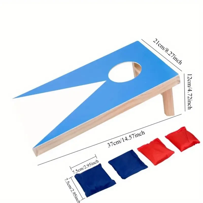 Solid Wood Cornhole Board with 4 Red Bean Bags