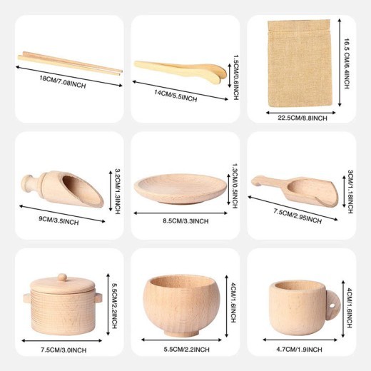 Children's Sensory Montessori Wooden Cutlery Set