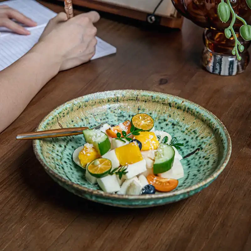 8-inch Deep Plates Stoneware Bamboo Hat Meal Bowl High-end Restaurant Tableware