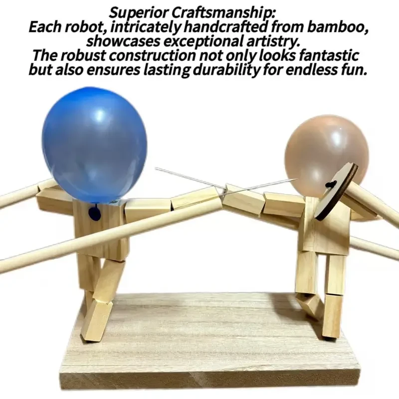 2-Player Handmade Wooden Ninja Fencing Puppets