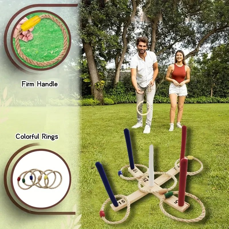 Family Games - Rustic Wooden Ring Toss Game (All Weather)