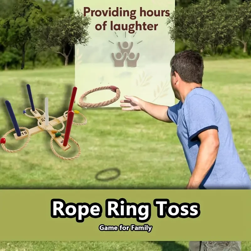 Family Games - Rustic Wooden Ring Toss Game (All Weather)