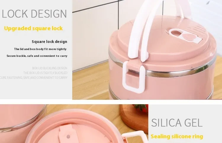 Student Compartment Multi-layer Round Stainless Steel Insulated Lunch Box