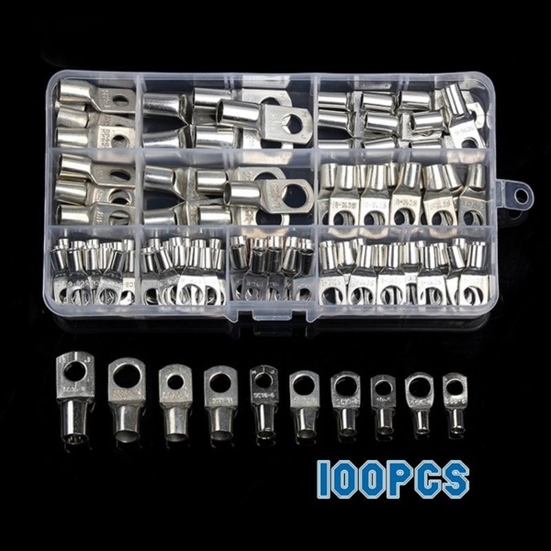 100pcs Wire Cable Lugs Copper Ring Wire Connectors Terminal