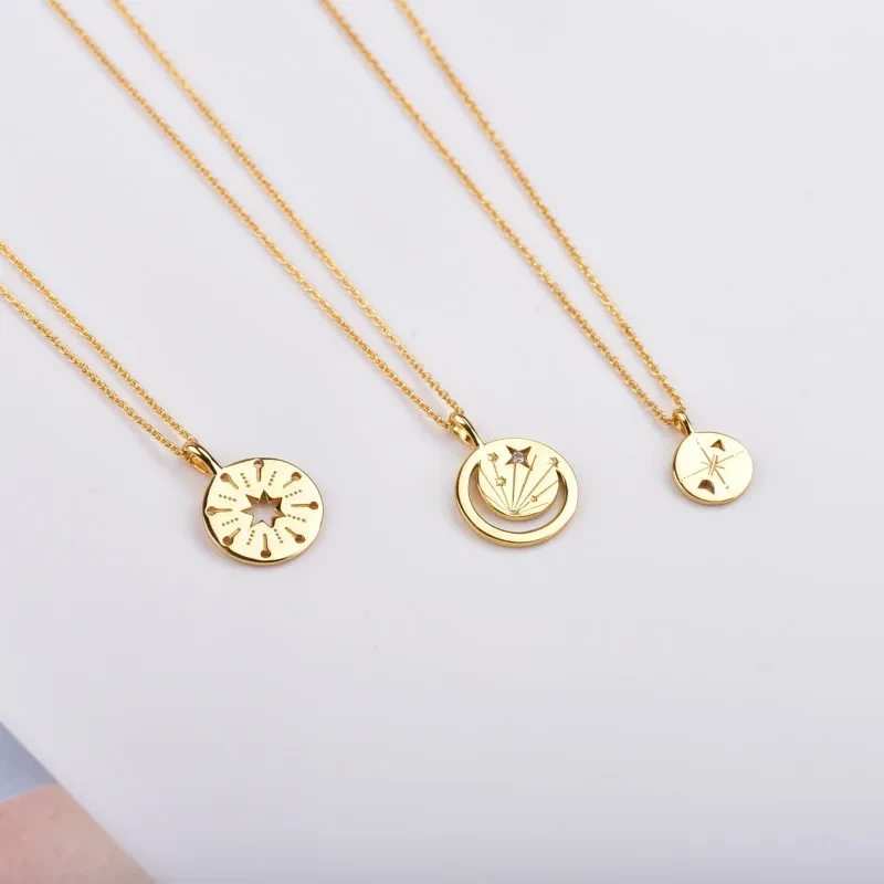 Pendant golden necklace clavicle chain