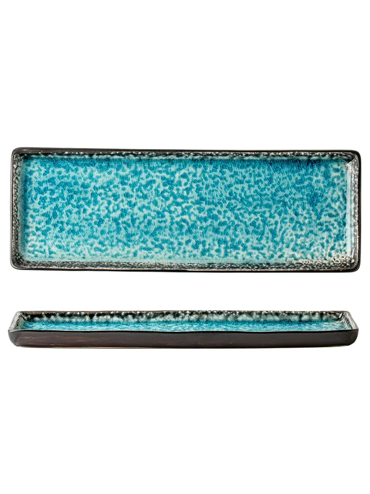 Ice Crack Rectangular Ceramic Sashimi Dim Sum Plate