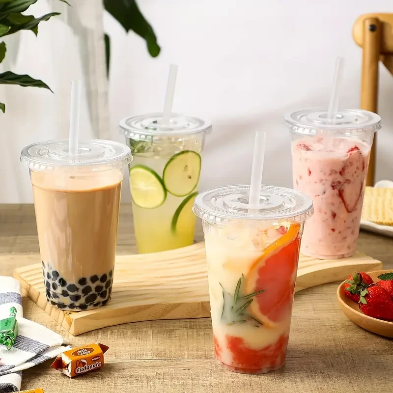 30pcs 16 oz Round Plastic Cups with Lids