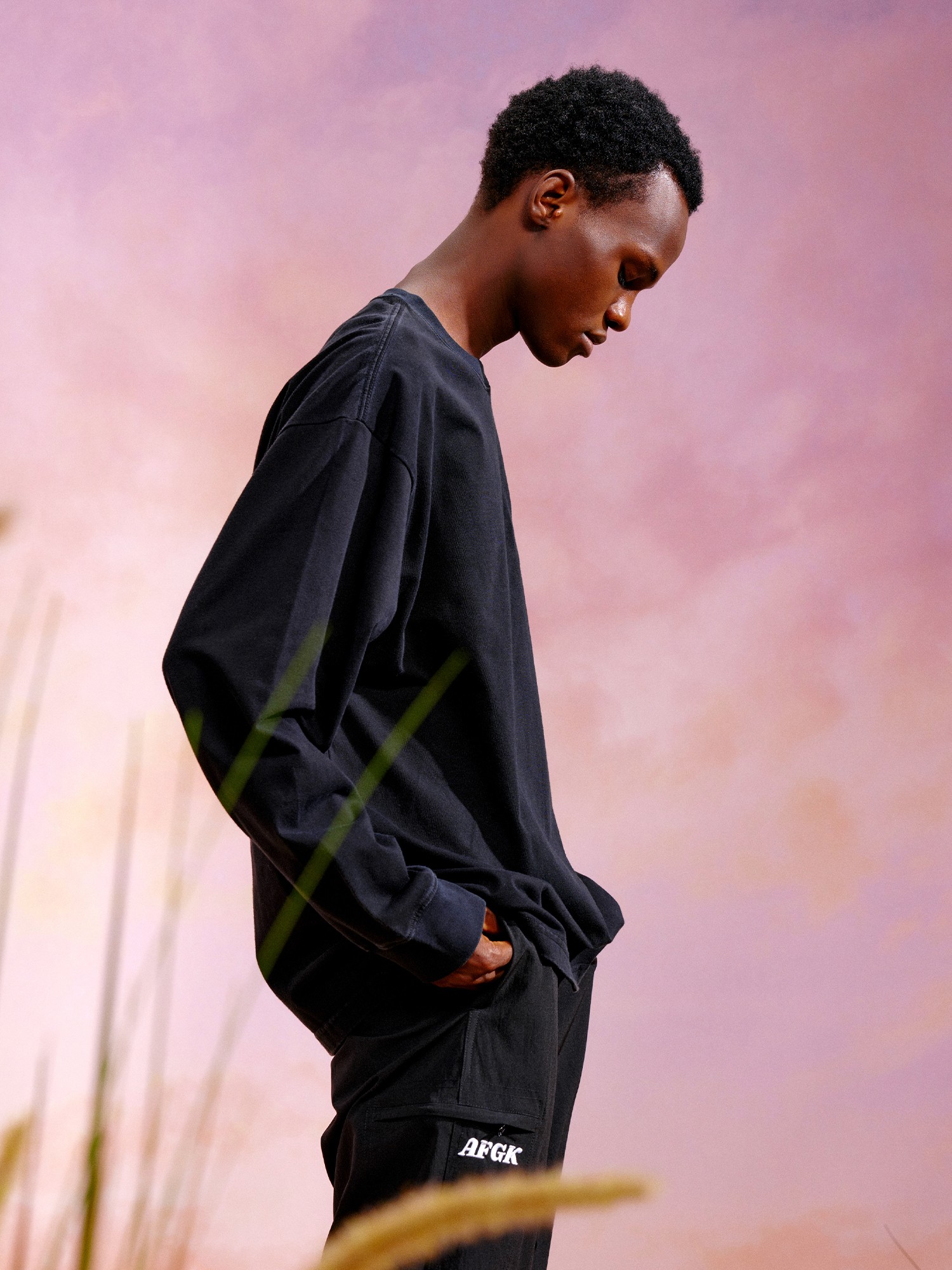 Men's American Street Wash Old Rose Embroidery T-shirt