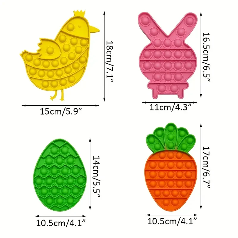 4pcs Easter Fidget Sensory Pop Toys for Youngsters