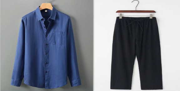 Summer New Casual Linen Shirt Men's Loose Standing Collar