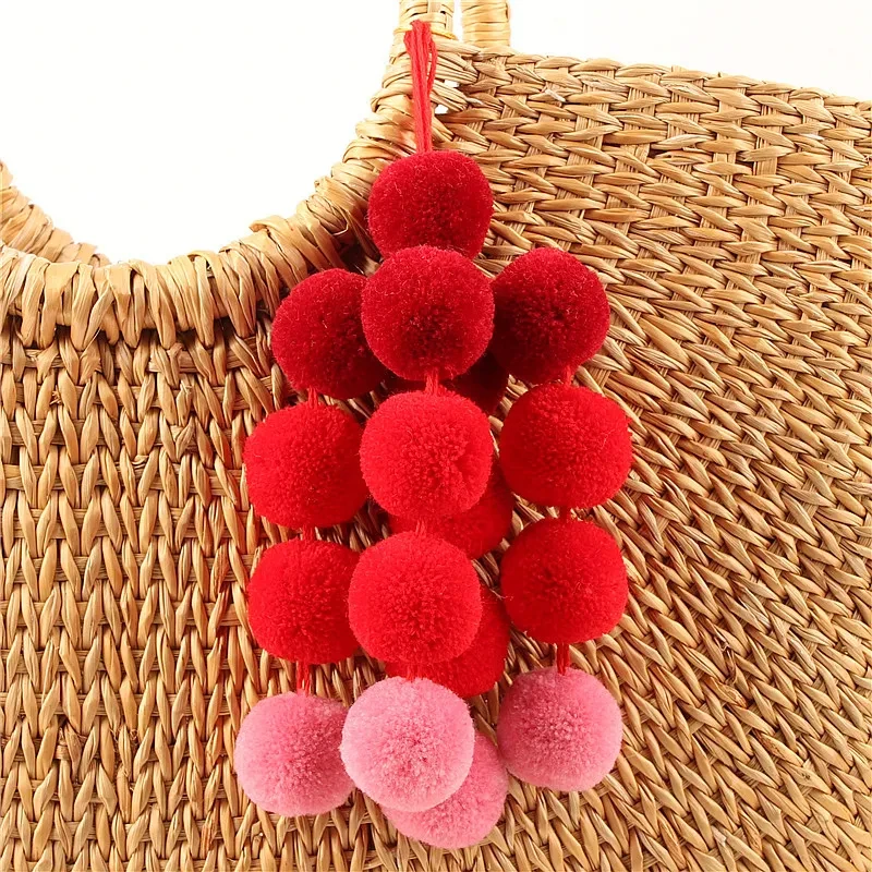 Hand-woven Bag Chain Color Plush Pendant Ethnic Wind Bag Hair Ball Pendant