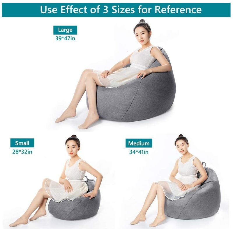 Bean Bag Chair Cover Sofa Cushion Light Gray