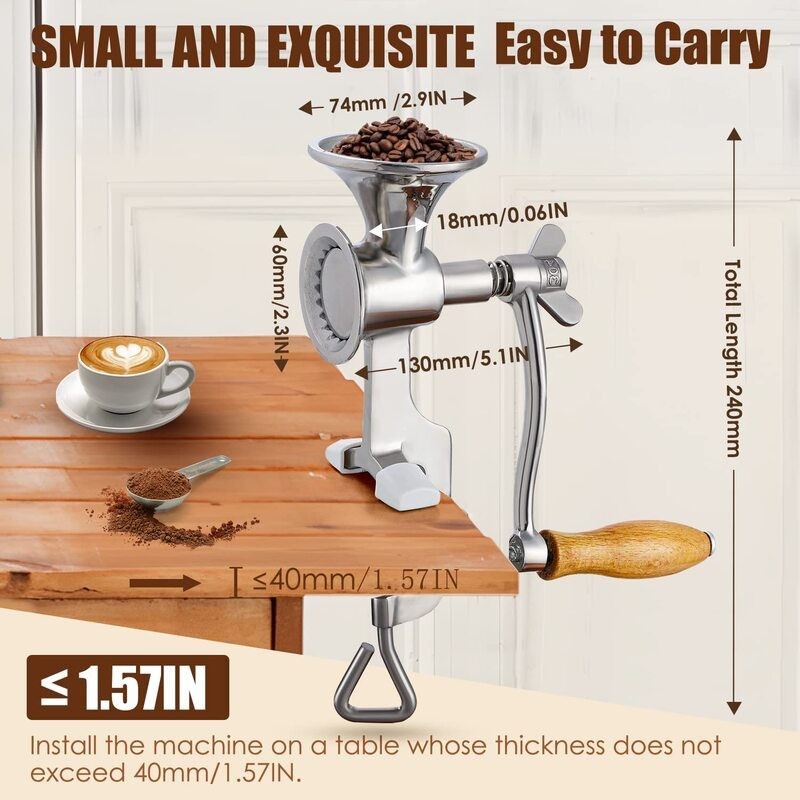 Coffee Bean Grinder Manual Mill Wheat Corn Grain Nuts Flour Seeds