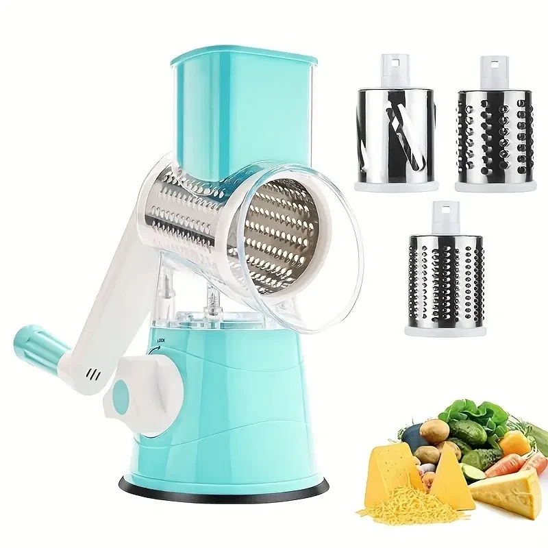 1 Set Multifunctional 3-in-1 Manual Plastic Tabletop Drum Cheese Grater