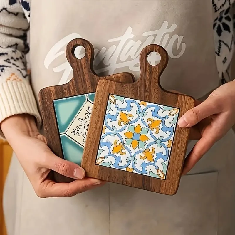 4pcs Floral Wooden Trivets - High-Temperature Resistant Heat