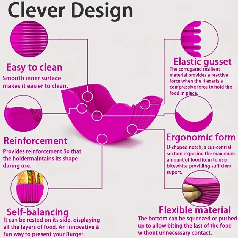 8pcs Silicone Burger Holder Reusable