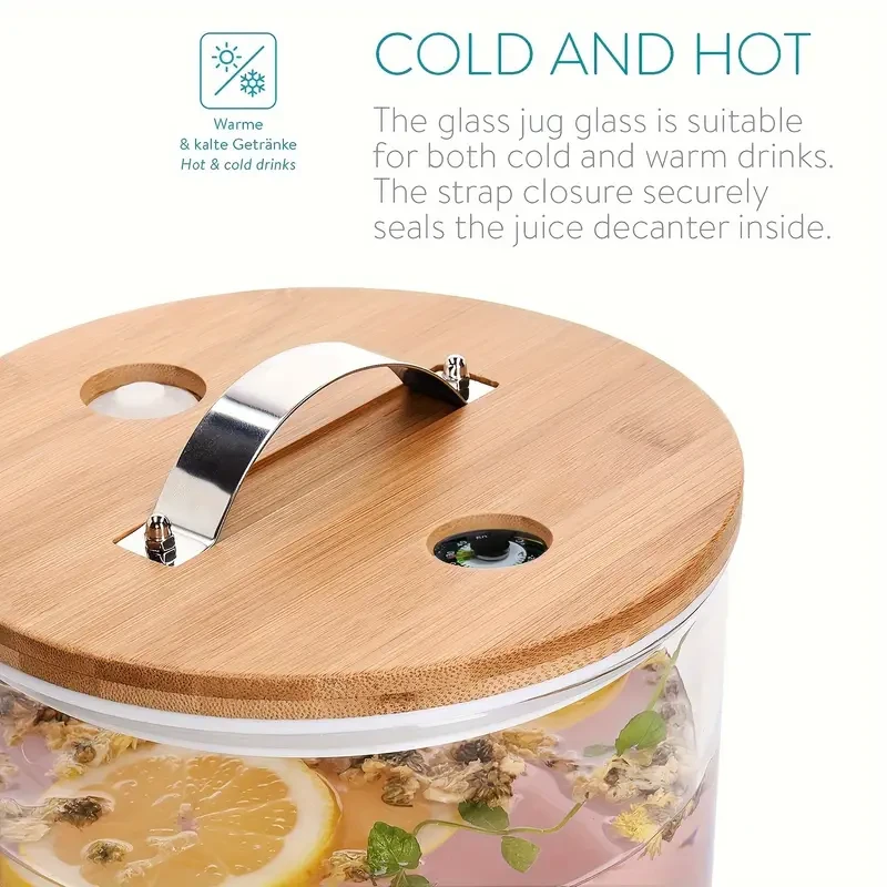 Furpaw 5L Glass Beverage Dispenser with Wooden Stand