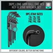 HORUSDY Hex Torx Key Long End Star Allen Wrench Ball Keys Metric SAE