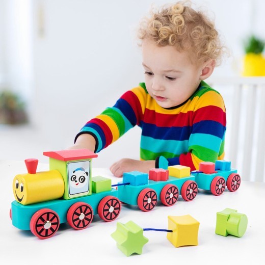 Children's Educational Train Blocks Classic Wood Train-wooden Toys Shape Sorters And Stackable Wooden Blocks