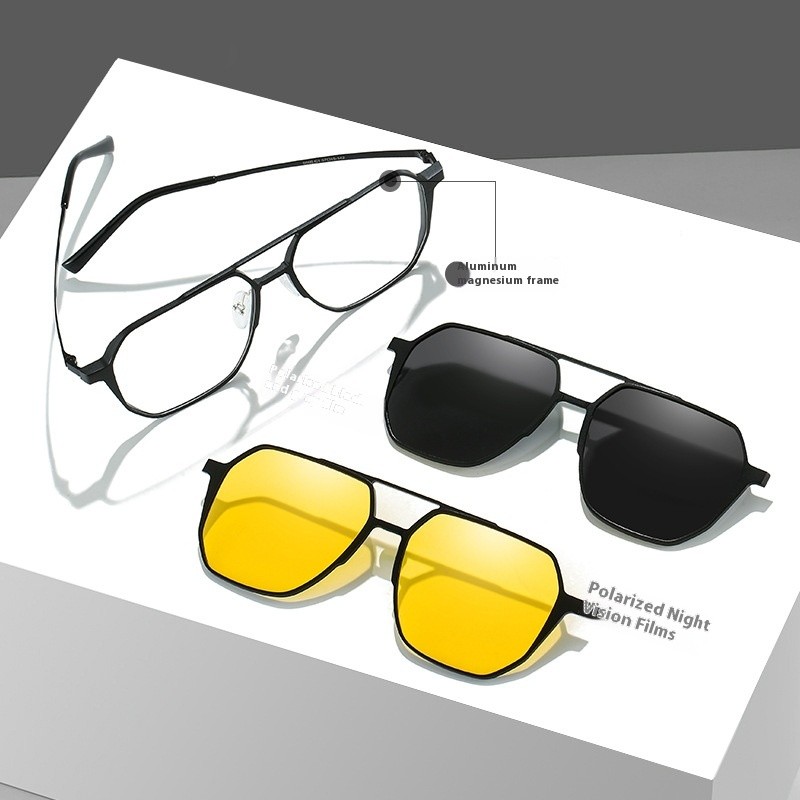 Driving Men's Three-in-one Magnetic Aluminum Magnesium Glasses
