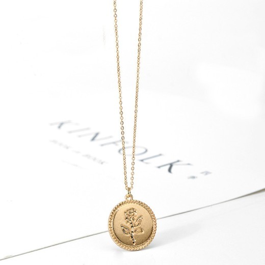 Golden Coin Rose Necklace